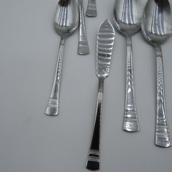 Pfaltzgraff Flatware Mix Lot 28 Pieces Sapphire Pattern Stainless Steel - Picture 8 of 16